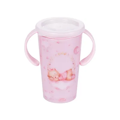 Copo Plasútil Magic Ursa Com Alça E Tampa 360 Graus 280ml Rosa Copo Plasútil Magic Ursa Com Alça E Tampa 360 Graus 280ml Rosa